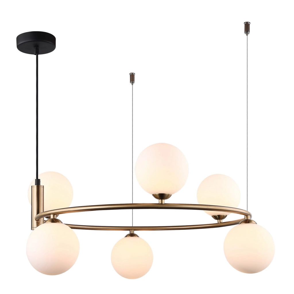 Lampadario Italux Amily moderno oro 6 luci G9 vetro