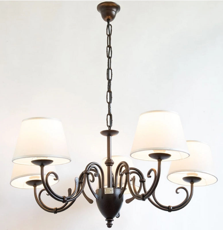 LAMPADARIO LOIRA 5 LUCI IN FERRO BATTUTO CRUCCOLINI LAMPADE LAMPIONE APPLIQUE