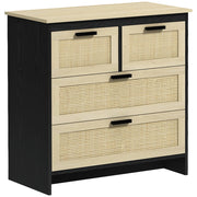 Cassettiera 4 Cassetti in Truciolato e Rattan ¨C Zephmum ¨C 80x38x80 cm