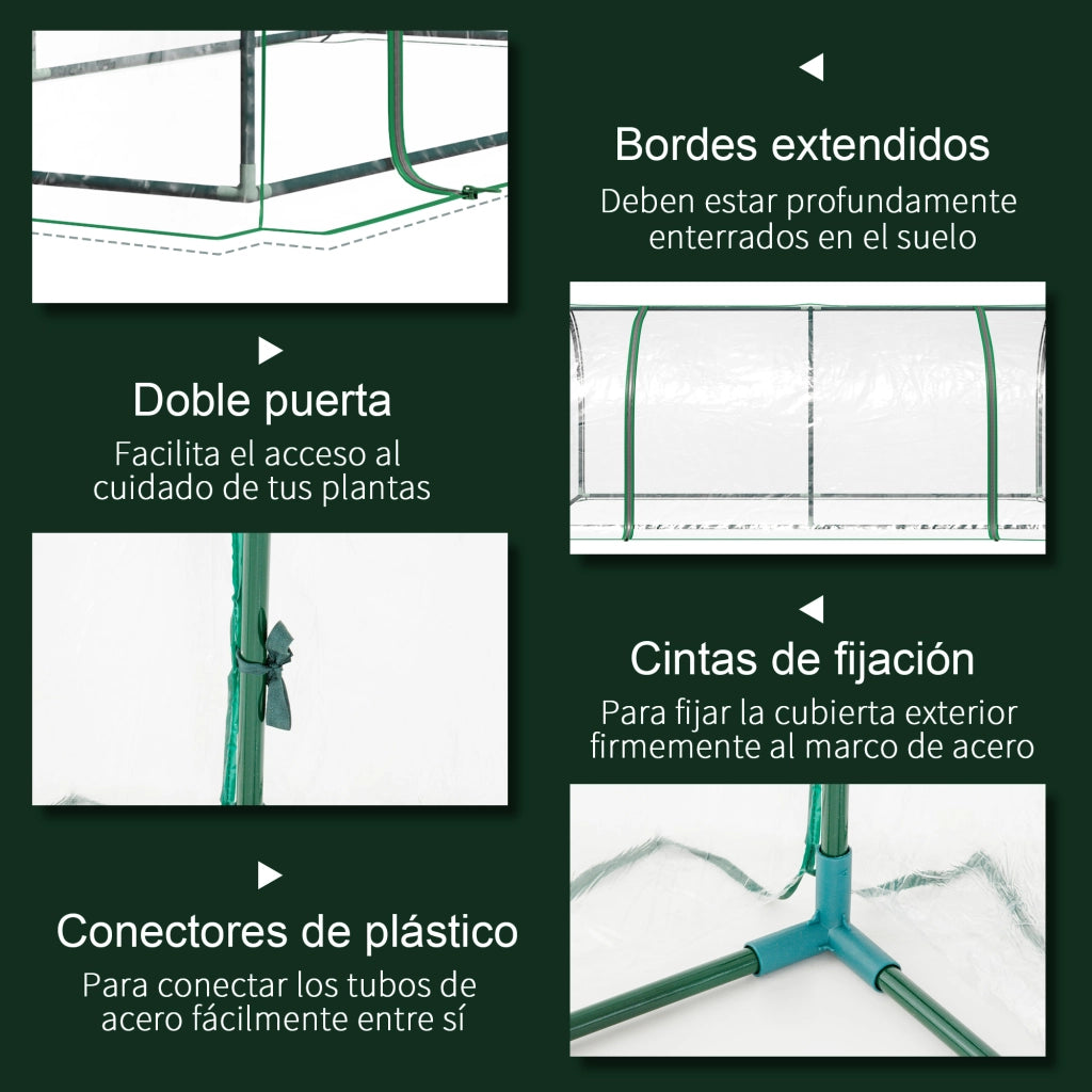 Serra da Giardino 200x100x80 cm ¨C Xylo ¨C Struttura Acciaio e Copertura PVC Trasparente per Piante