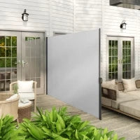 Paravento Laterale Doppio Retrattile 3L x 1.8H m in Alluminio e Poliestere Anti-UV ad Alta Densità 180 g/m², Grigio Chiaro