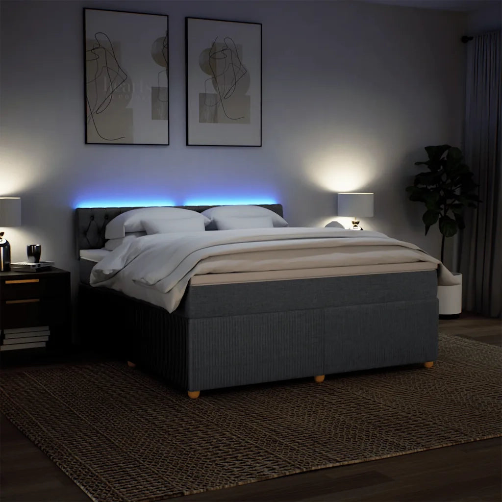 Giroletto a Molle con Materasso Grigio Scuro 180x200 cm Tessuto