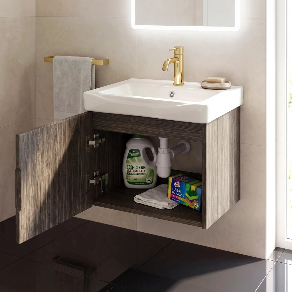 Mobile Bagno Con Lavabo Rea Db85-50-1 Orio Dark 50cm