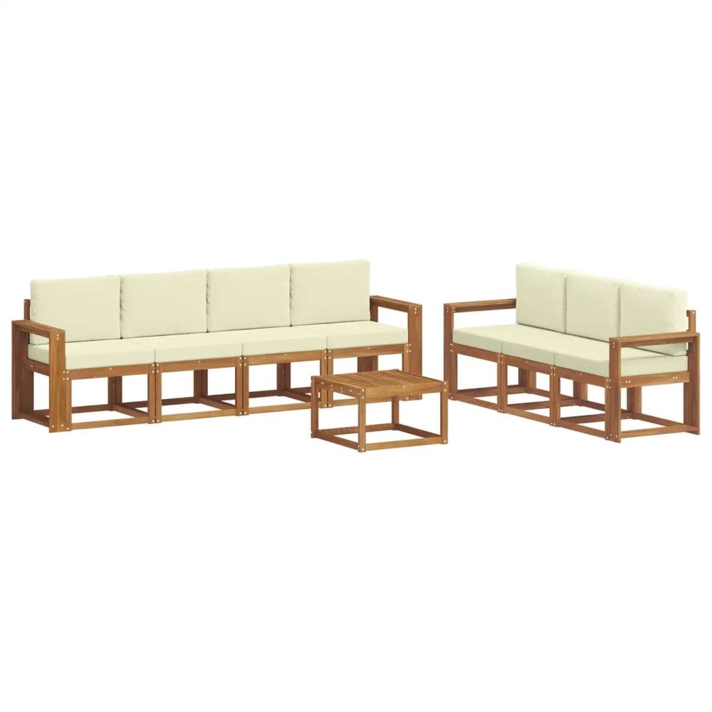 Set di divani da esterno con cuscino 8 pcs Naturale e Crema