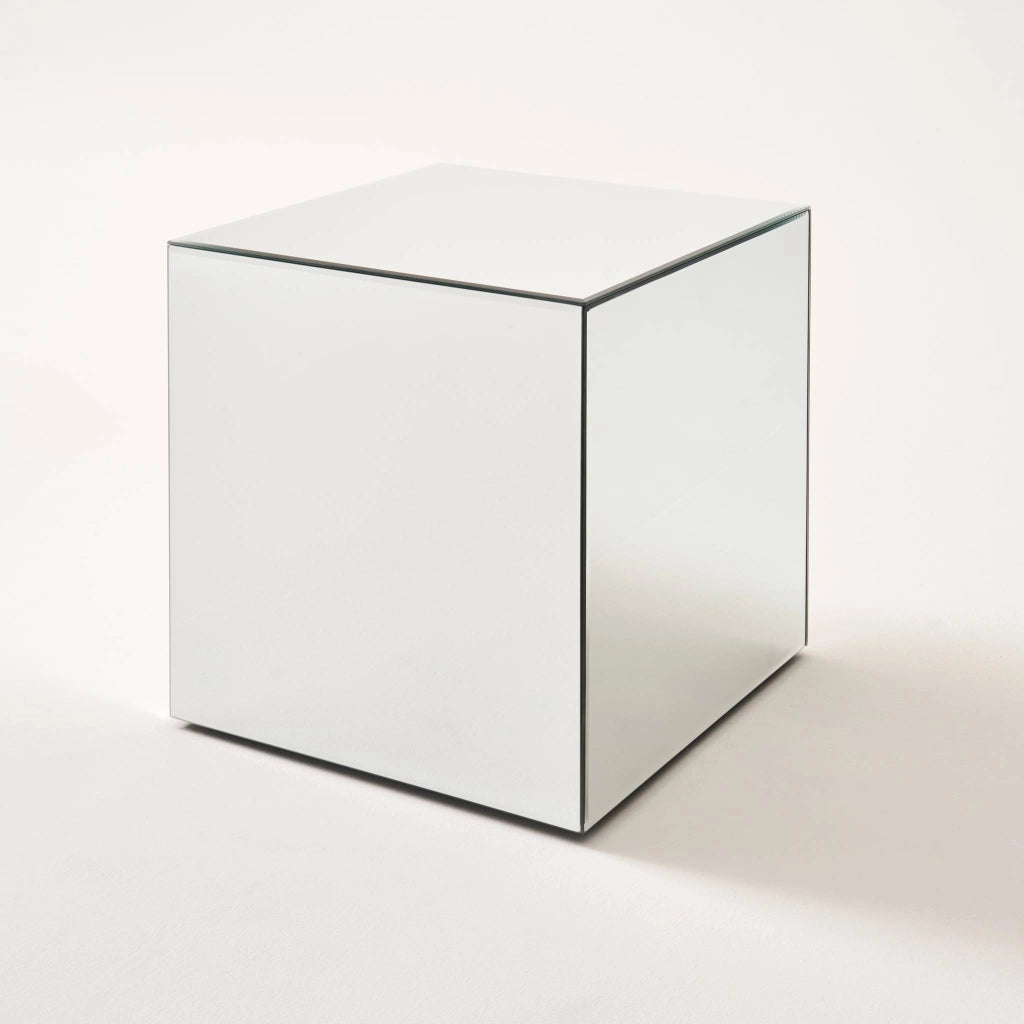 Tavolino, lato del divano, cubo a specchio 35cm, transparent
