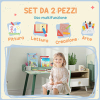 Set Tavolo e Sedia per Bambini con Ripiano Portaoggetti Verde