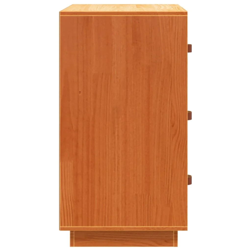 Buffet credenza cassettiera armadio mobile contenitore organizer per cucina soggiorno salotto finitura a cera 80 x 40 x 75 cm legno di pino massiccio marrone 02_0031743