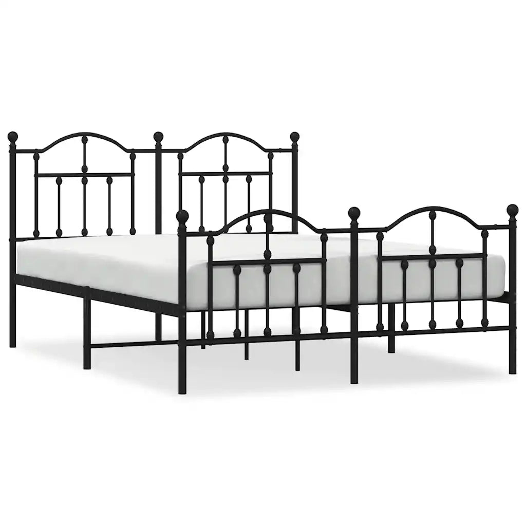 Giroletto con Testiera e Pediera-Struttura Letto Metallo Nero 135x190 cm 827851