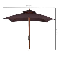 Ombrellone 3x3 m da Giardino e Terrazza con 8 Stecche e Copertura Parasole a 2 Livelli, Marrone