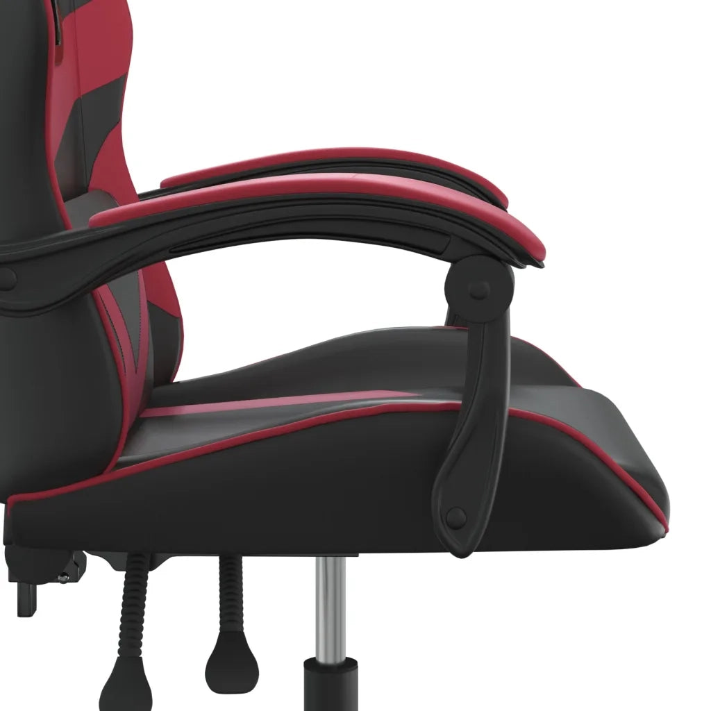 Sedia da Gaming | Sedia da e-sports Girevole Nero e Rosso Vino in Similpelle