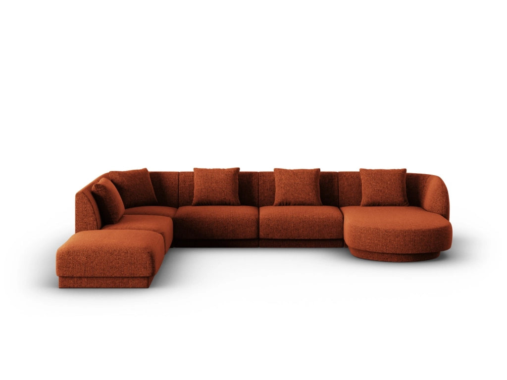 Cosmopolitan Design - Divano panoramico sinistro "Tulum" 6 posti in ciniglia terracotta 