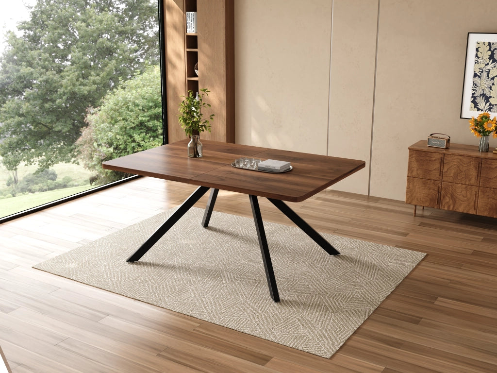 Tavolo da pranzo allungabile 160/200/240x90 cm, 6-10 posti, colore noce, struttura in MDF, portata 100 kg