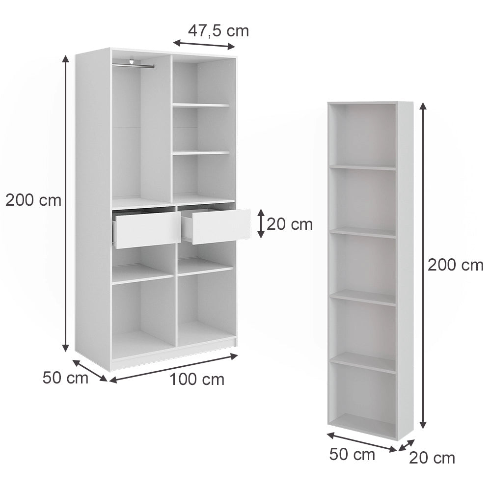 Armadio Elmo Bianco 50 x 200 cm Set di 2 Vicco