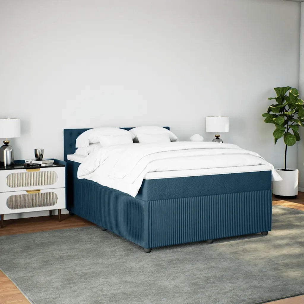 Giroletto a Molle con Materasso Blu 140x200 cm in Velluto