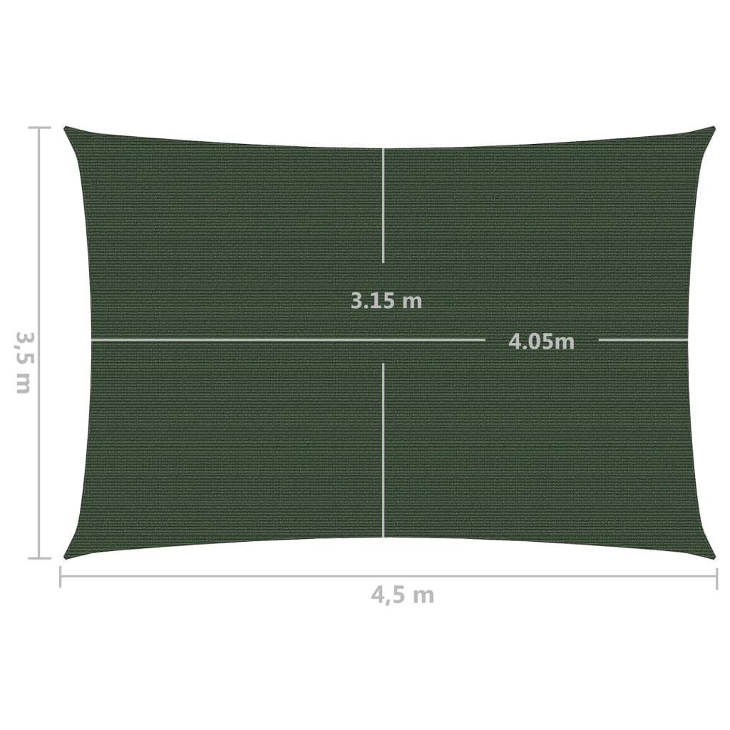 Vela ombreggiante/ombrellone 160 g/m² HDPE 3,5 x 4,5 m verde scuro 02_0009416