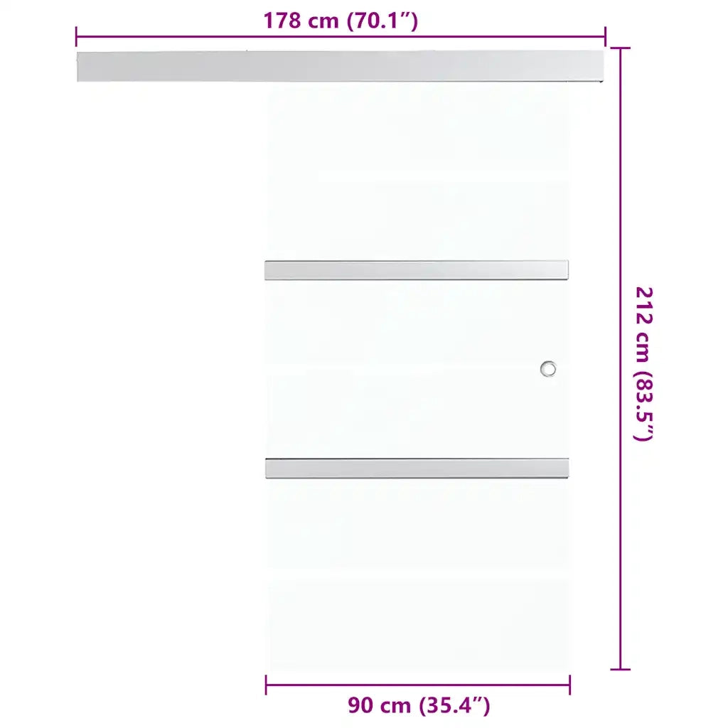 Porta Scorrevole in Vetro ESG e Alluminio 90x205cm Argento cod mxl 73691