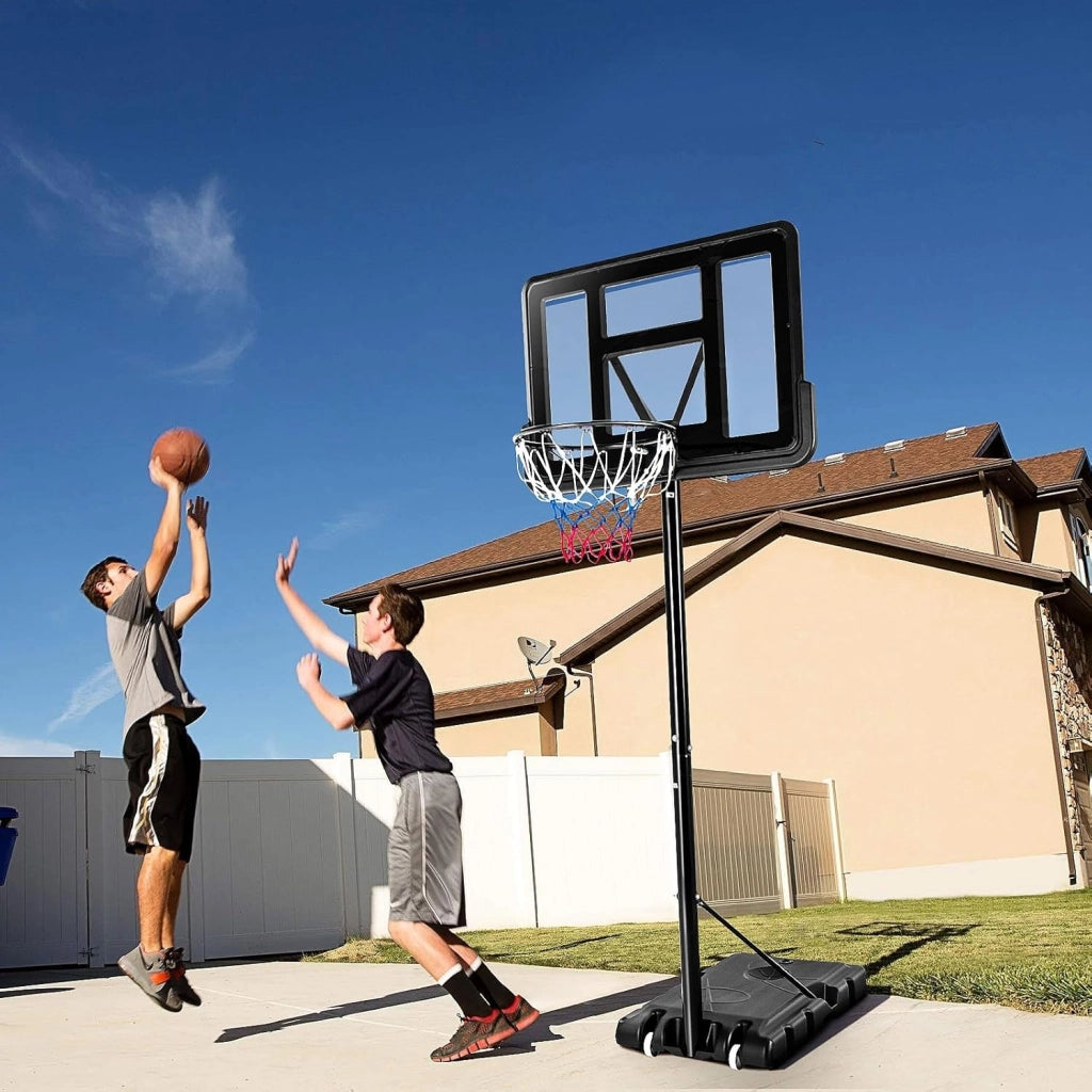 Canestro da Basket Portatile per Adulti, Canestro Basket Regolabile in Altezza 1,3M-3,05M con Ruote Tabellone Infrangibile e Retina Durevole, Adatto a Interno Esterno, Nero