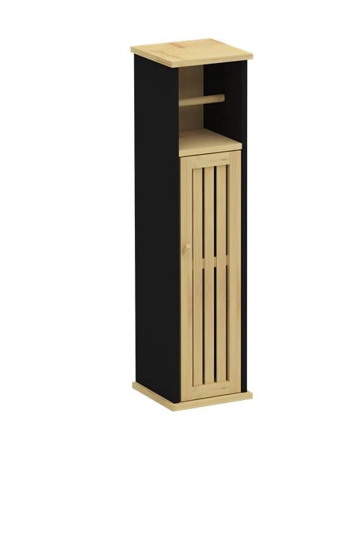 MOBILE PORTA CARTAIGENICA IN MDF NERO CON ANTA IN BAMBOO MISURE: 18X18X75 CM