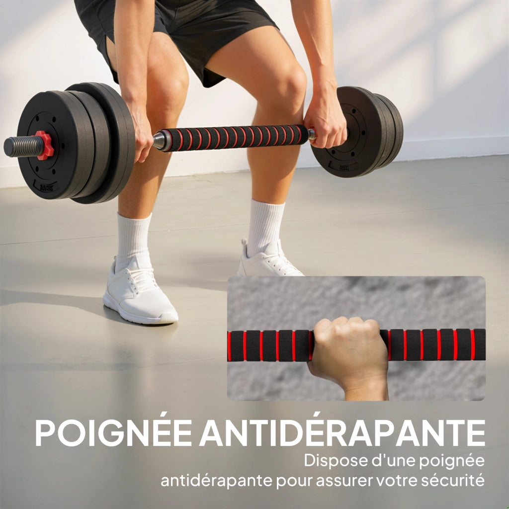 Kit manubri regolabili 2 in 1 ¨C zephmum ¨C 25 kg, 2 pezzi, HDPE Nero Rosso