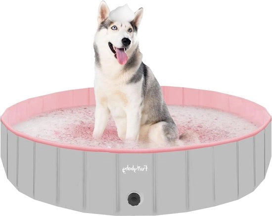 Piscina per cani sostenibile con scarico rapido - Ripiegabile e non gonfiabile - Grande extra per giardino - Rosa 160 cm Piscina per cani