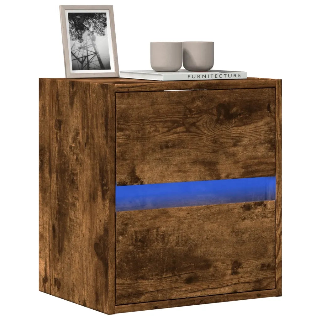 vidaXL Mobile TV a Parete con Luci LED Rovere Fumo 41x31x45 cm