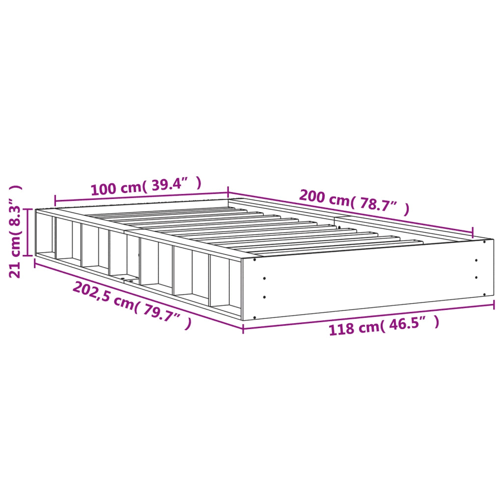 Letto senza Materasso-Struttura Letto Marrone Cera 100x200 cm in Legno di Pino 109759