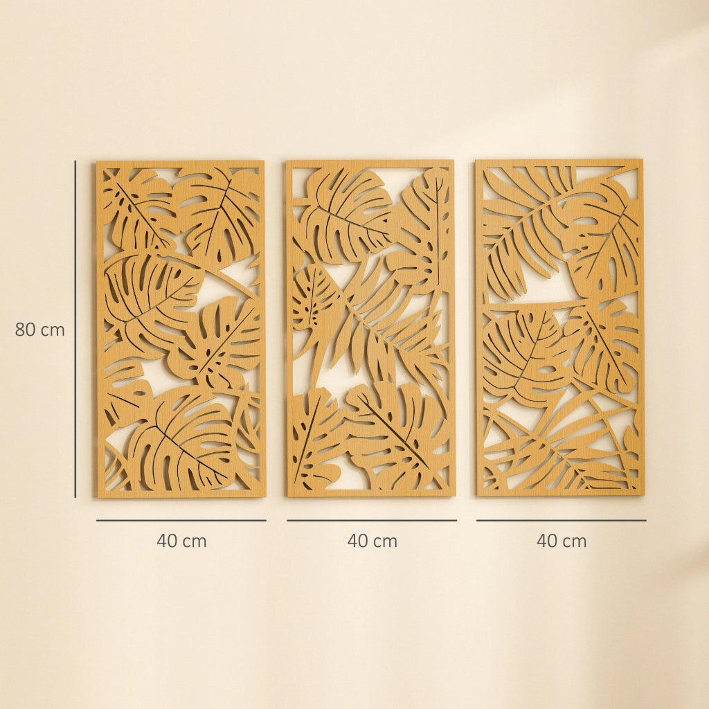 Pannello Decorativo 3D ¨C zephmum ¨C 3 Pezzi 40x80 cm Legno Naturale