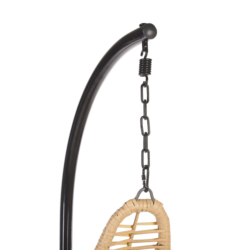 Sedia sospesa poltrona pensile in rattan beige PE altalena a forma di uovo in vimini rustico Boho