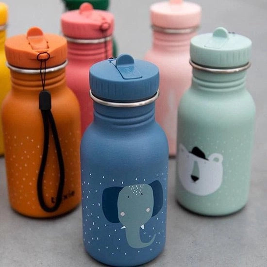 Bottiglia di plastica per bambini in acciaio inossidabile 350ml - Colore blu scuro con piede di albatros