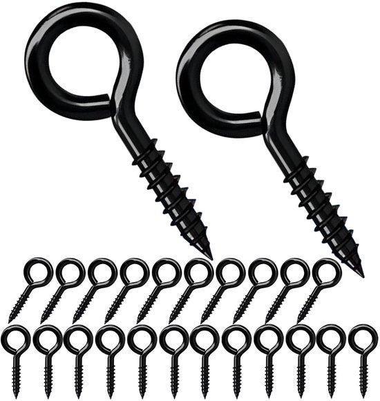 20 Stuks Viti a Orecchio 40 mm - Nero - per Sospensione di Oggetti Leggeri