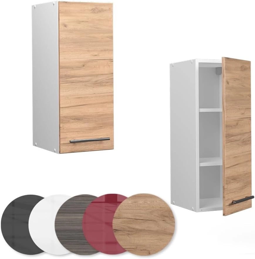 Mobile lavello cucina Fame-Line, Quercia dorata, 80 cm con ripiano, PL Rovere, per la combinazione con altri moduli della serie Fame-Line
