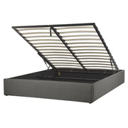 Letto a doghe Ottomana imbottita in tessuto poliestere grigio 160 x 200 cm Design moderno