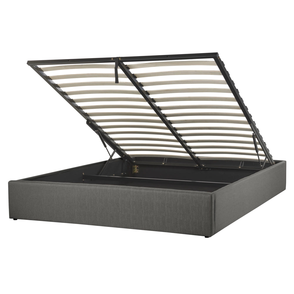 Letto a doghe Ottomana imbottita in tessuto poliestere grigio 160 x 200 cm Design moderno