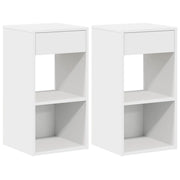 Set di 2 Comodini | Armadio da Notte | Mobiletto da notte con Cassetto Bianchi 35x34x66,5 cm
