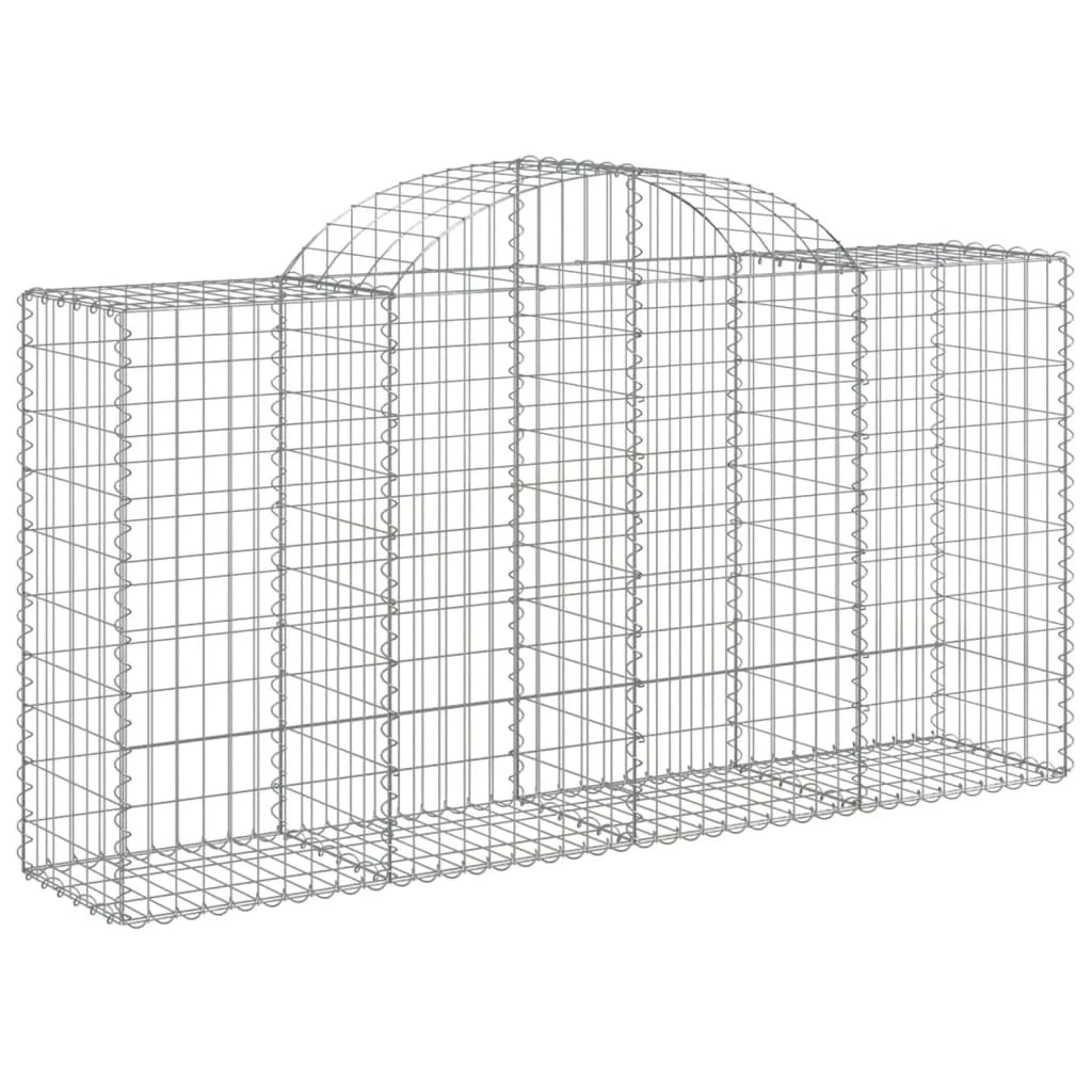 Cestini gabbioni recinzione a gabbia muro di contenimento ad arco 10 pezzi 200 x 50 x 100/120 cm ferro zincato argento 02_0040235
