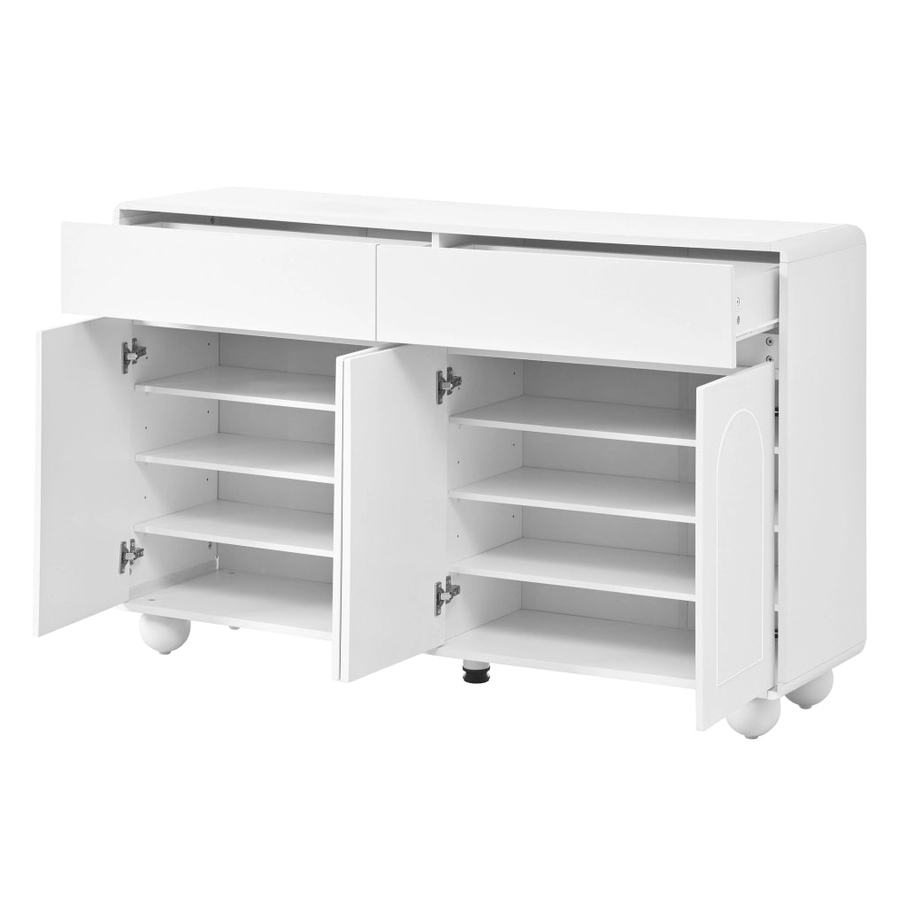 Madia con ante ad arco; 2 cassetti e 4 ante; 140x38x89 cm; bianca