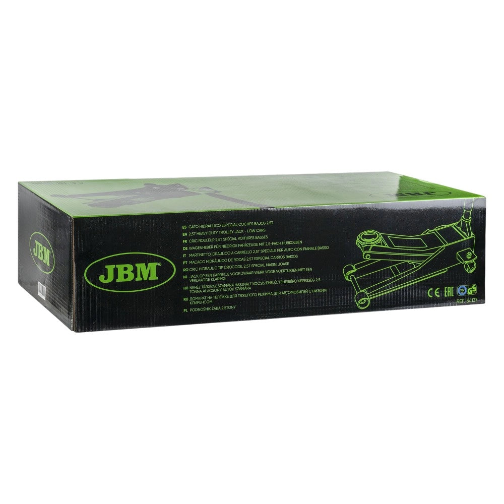 Martinetto Idraulico a Carrello 2,5T Doppio Pistone Profilo Ribassato 78-505 mm per Auto Sportive e Assetto Basso sollevatore JBM