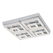 Plafoniera Moderna Fradelo Acciaio Cromo Luce Led Integrato 46,5W