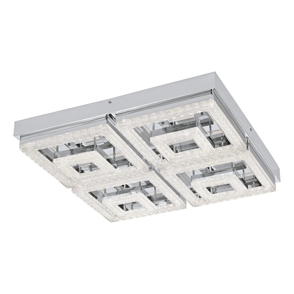 Plafoniera Moderna Fradelo Acciaio Cromo Luce Led Integrato 46,5W