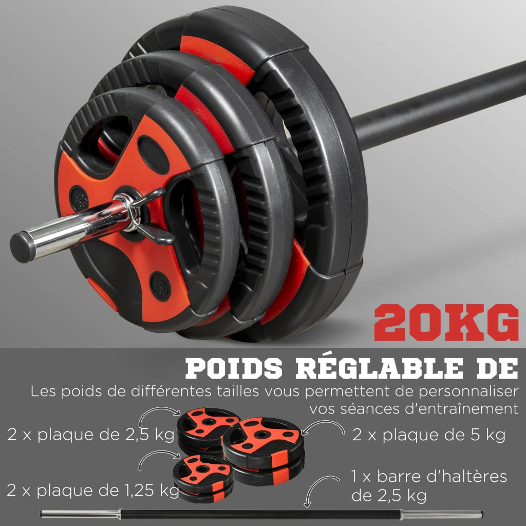 Kit manubri regolabile 20 kg con barra e maniglie antiscivolo ¨C zephmum ¨C nero ?27x140 cm