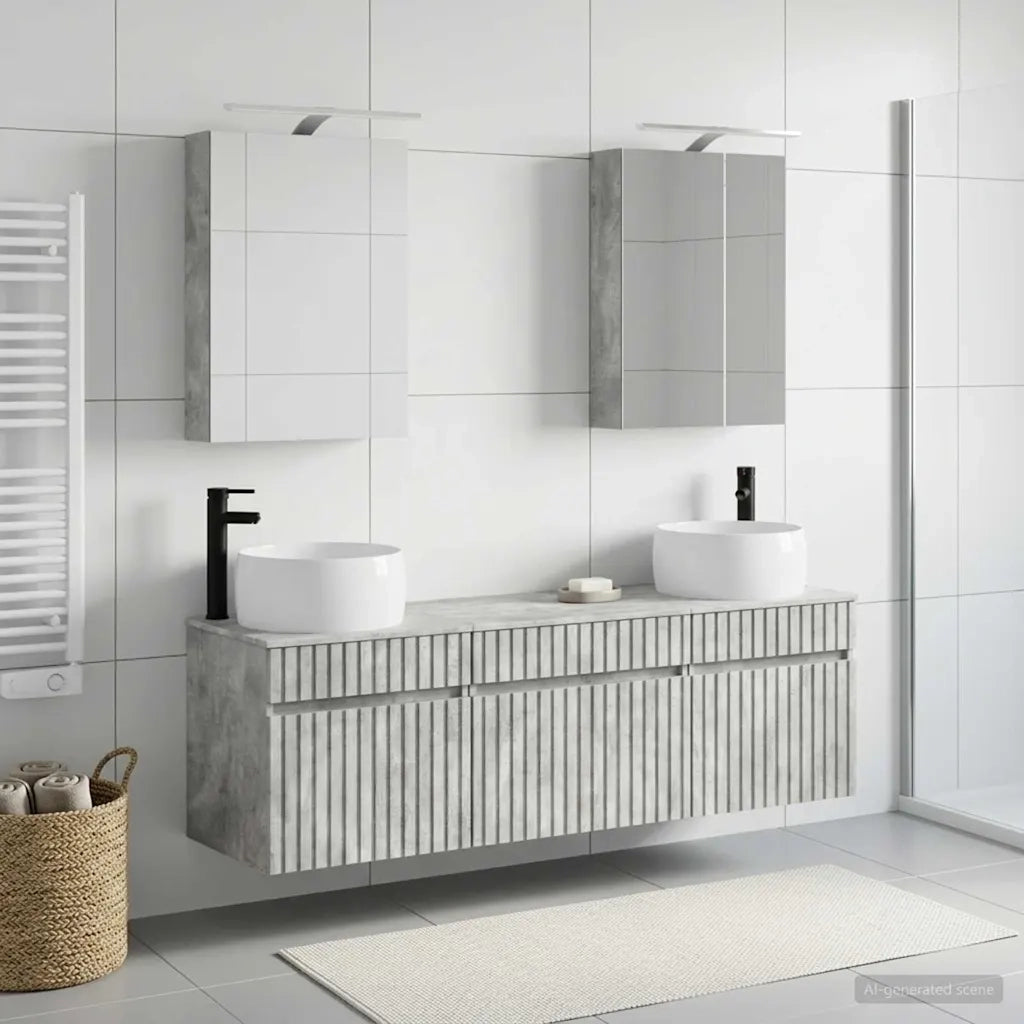 Set di Armadi da Bagno 5 pcs Grigio Cemento 50 x 14,5 x 70 cm 3406634