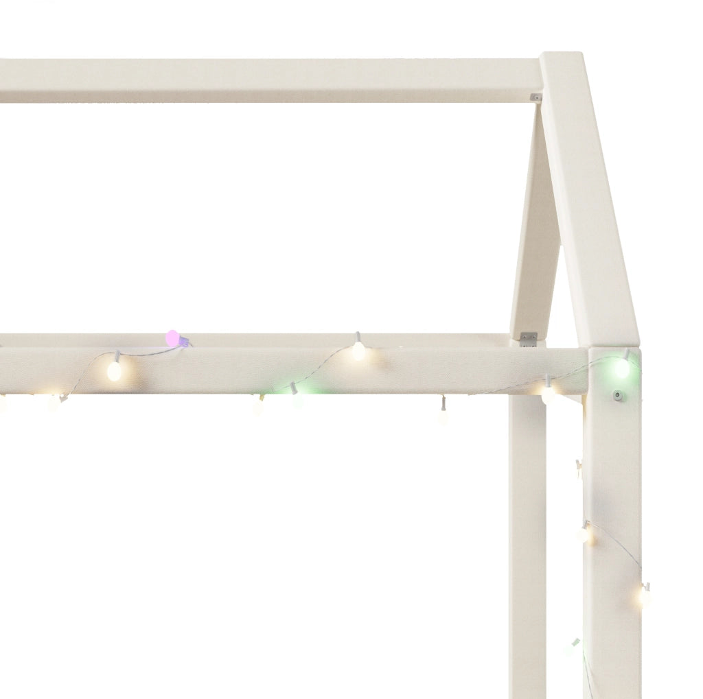Letto casetta imbottito 90x200 cm con luci LED; beige