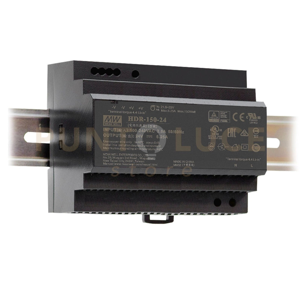 I-DRIVER-HDR-150-24 DRIVER GUIDA DIN ULTRASOTTILE 24V 150W 6,25A INPUT AC85-264V DC120-370V 10,5X9X5,45CM