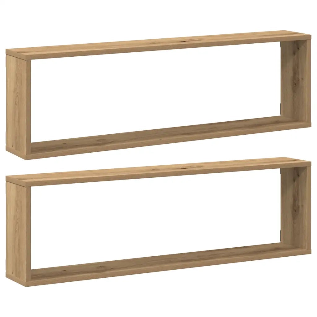2 pz Mensole Parete | Mensola sospesa a Cubo Artigianale 100x15x30 cm Truciolato