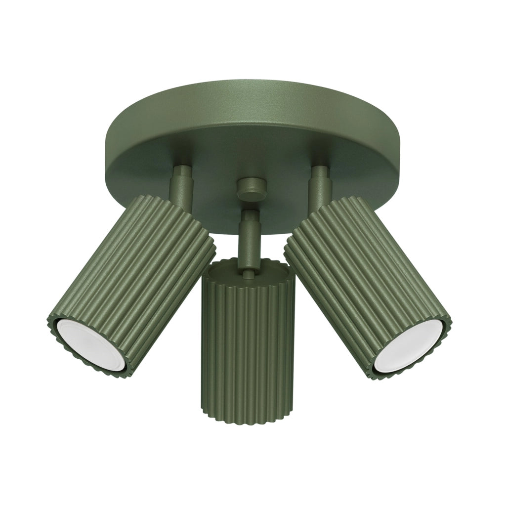 Plafoniera moderna verde oliva Ø20 3xGU10 in alluminio