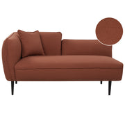 Chaise longue in tessuto bouclé rosso scuro Gambe in metallo a sinistra con cuscino Design moderno