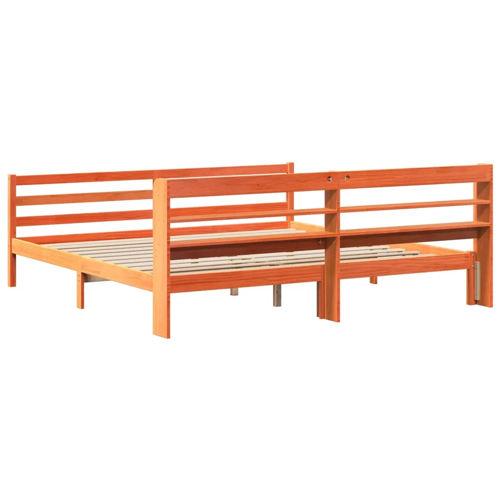 Letto senza Materasso-Struttura Letto Marrone Cera 180x200 cm in Legno di Pino 411068