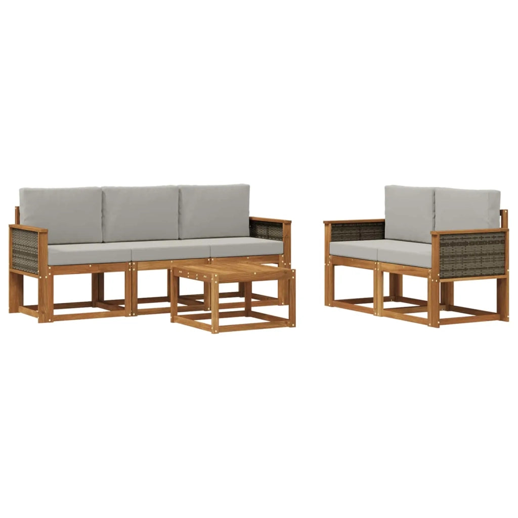 Set di divani da esterno 6 pz Naturale e Grigio Chiaro 3384987