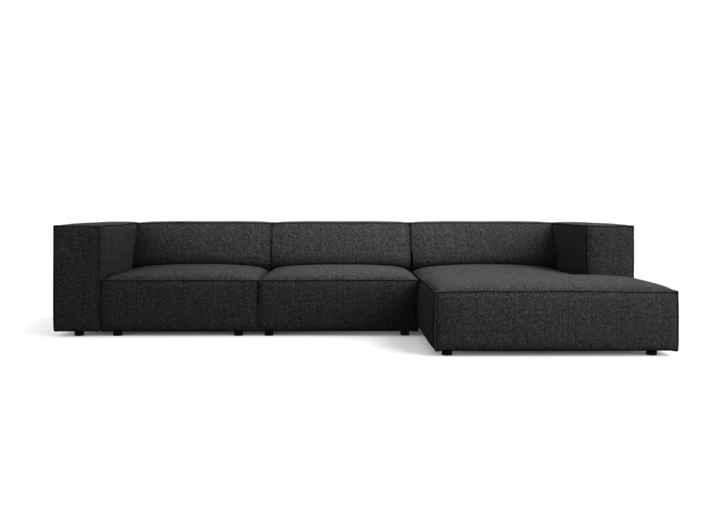 Cosmopolitan Design - Divano angolare destro "Arendal" 4 posti in ciniglia nero 
