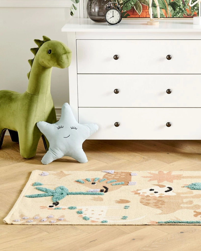 Tappeto per bambini in cotone con motivo natura 80 x 150 cm tessuto a mano multicolore cameretta camera dei bambini